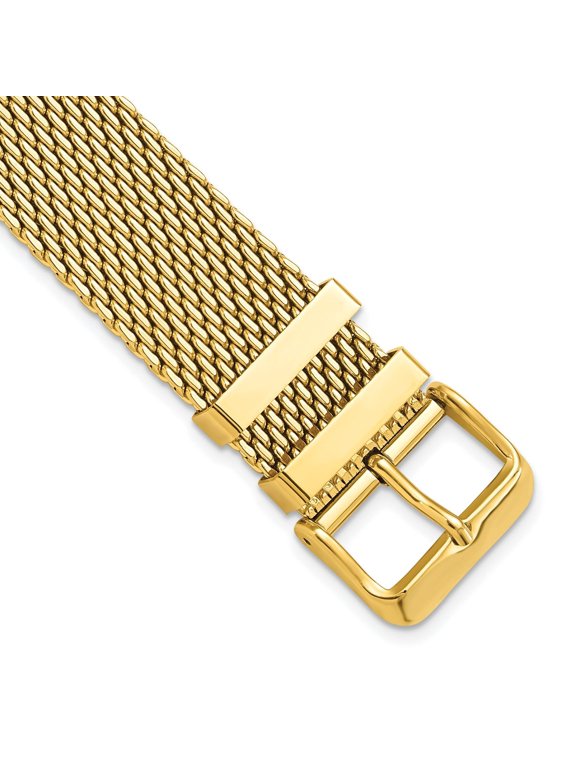 Two-Piece Mesh Watch Band in Gold-Tone Stainless Steel, 18mm, 7.5 inch