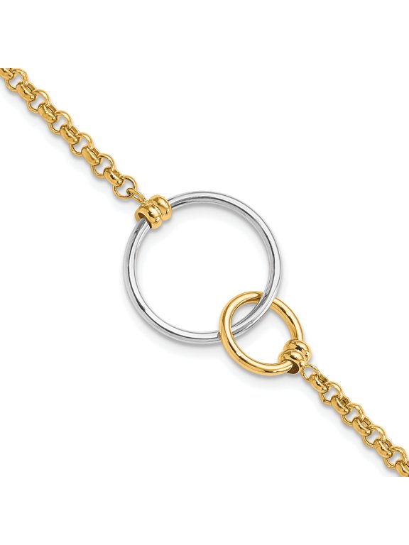 Two-Tone Interlocking Circles Rolo Bracelet in 10K Gold, 7.5 Inch