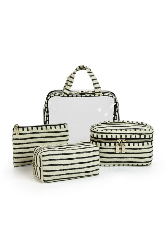 Sophia Joy 4-Piece Multi-Use Organizer Bag Set for Makeup, Toiletries, and Accessories