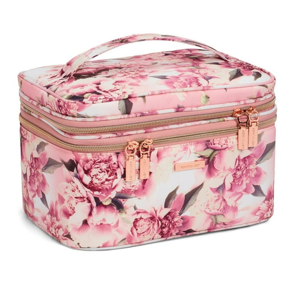Sophia Joy Pink Floral Double Zip Train Case
