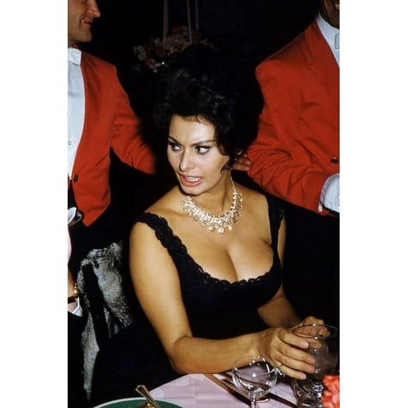 Sophia Loren 24x36 Poster huge cleavage at party 1960's