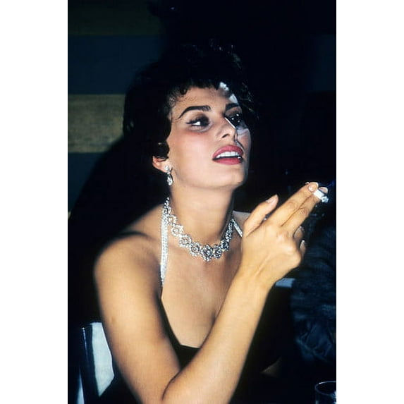 Sophia Loren elegant stunning look candid smoking cigarette 1950's 24x36 Poster
