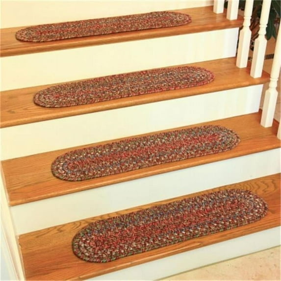 Sophia Multi Braided Stair Tread- Burgundy Red - Set Of 13