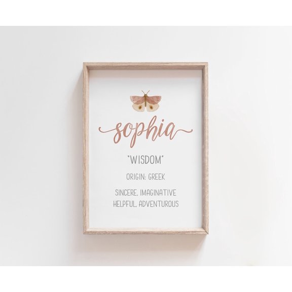 Sophia Name Meaning Girls Room Wall Art Poster