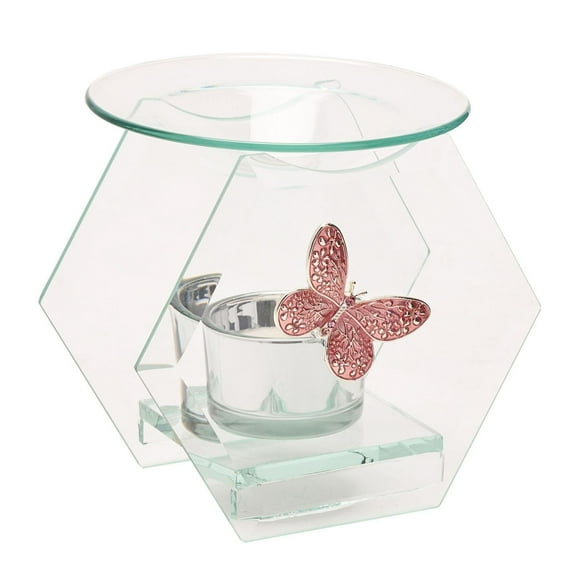 Sophia Pink Butterfly Glass Oil Burner