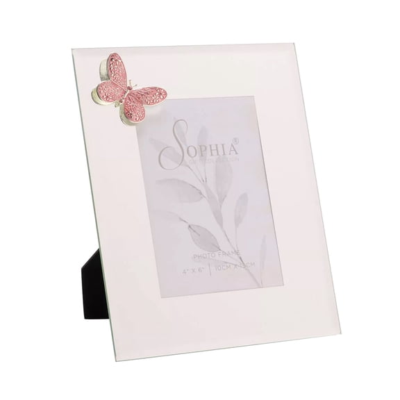 Sophia Pink Butterfly Glass Photo Frame 4 x 6