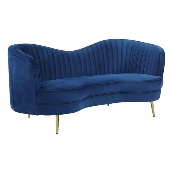 Coaster Sophia Modern Velvet Upholstered Camel Back Loveseat Blue