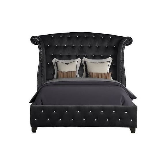 Sophia Upholstery Queen Size Bed Made With Wood in Black Color (NJ inventory)