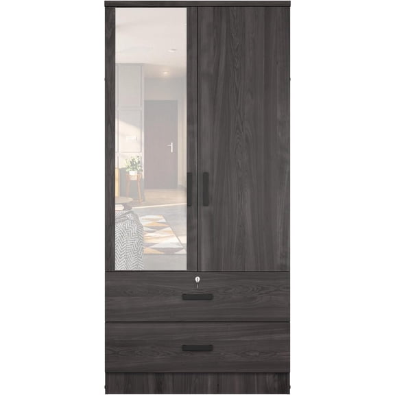 Woodpeckers Furniture And Mattress Wardrobe with Mirror & Drawers (Tobacco)