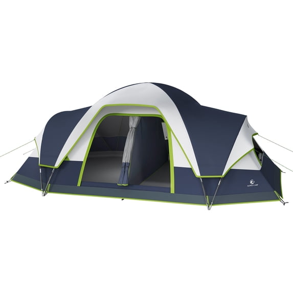 Sophia & William 10 Person Camping Tent 18x9ft Cabin Tent with Removable Divider and Mesh Screen Windows, Blue