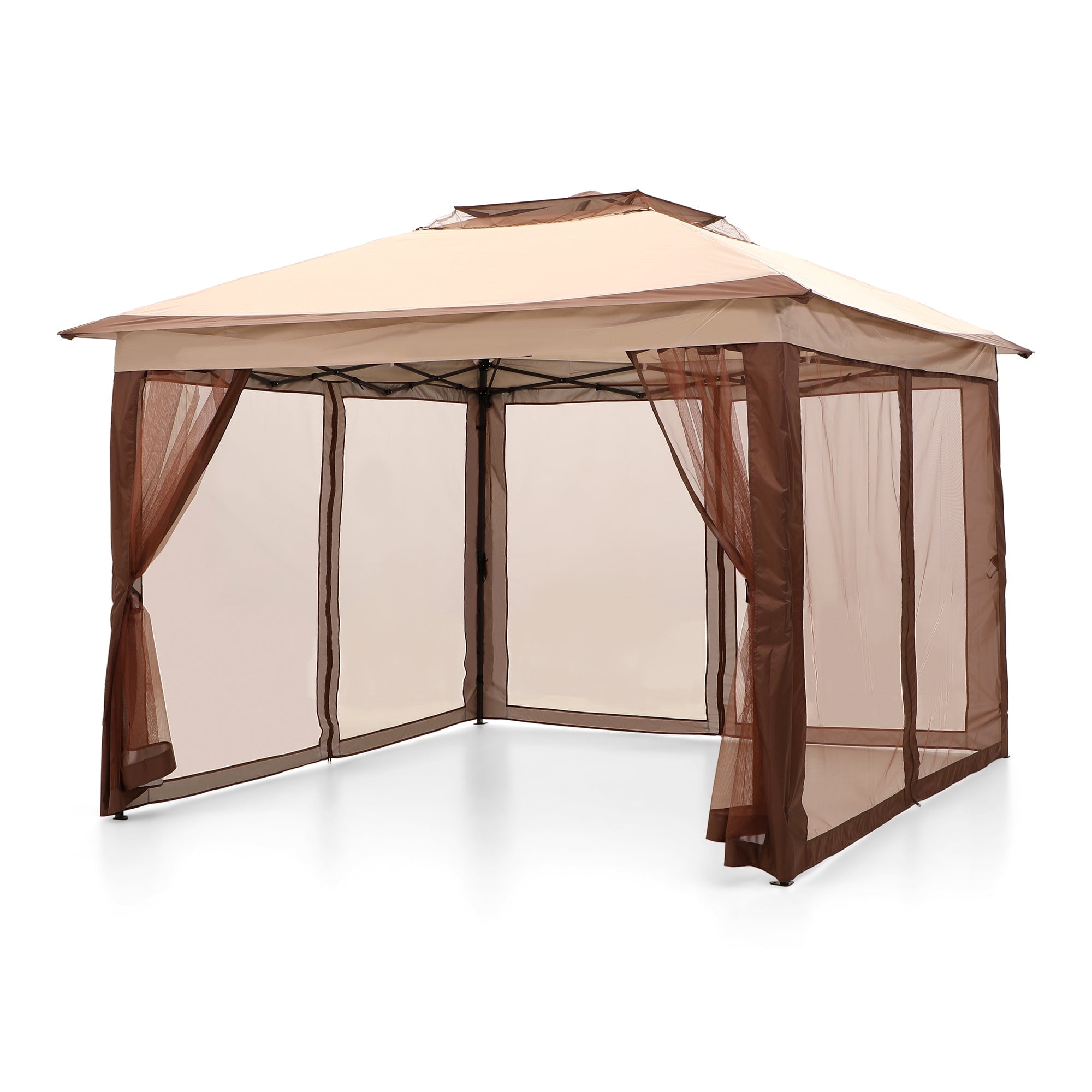 Sophia & William 11′ x 11′ Outdoor Gazebo Instant Pop Up Canopy Tent with Wheeled Bag – Beige Sansujyuku sansujyuku.com
