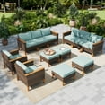 thumbnail image 1 of Sophia & William 12 Piece Outdoor Wicker Patio Conversation Sofa Set Outdoor Sectionals, Turquoise, 1 of 7