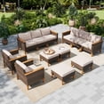thumbnail image 1 of Sophia & William 12 Pieces Outdoor Wicker Patio Conversation Sofa Set Outdoor Sectionals, Beige, 1 of 8