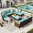 thumbnail image 1 of Sophia & William 12 Piece Patio Furniture Set Outdoor Wicker Conversation Set, Turquoise, 1 of 7