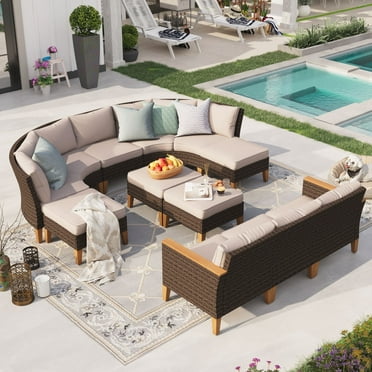 Sophia & William 12 Piece Patio Furniture Set Outdoor Wicker Conversation Set