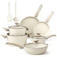 thumbnail image 1 of Sophia & William 12 Pieces Kitchen Nonstick Granite-Coated Cookware Set - Beige, 1 of 7