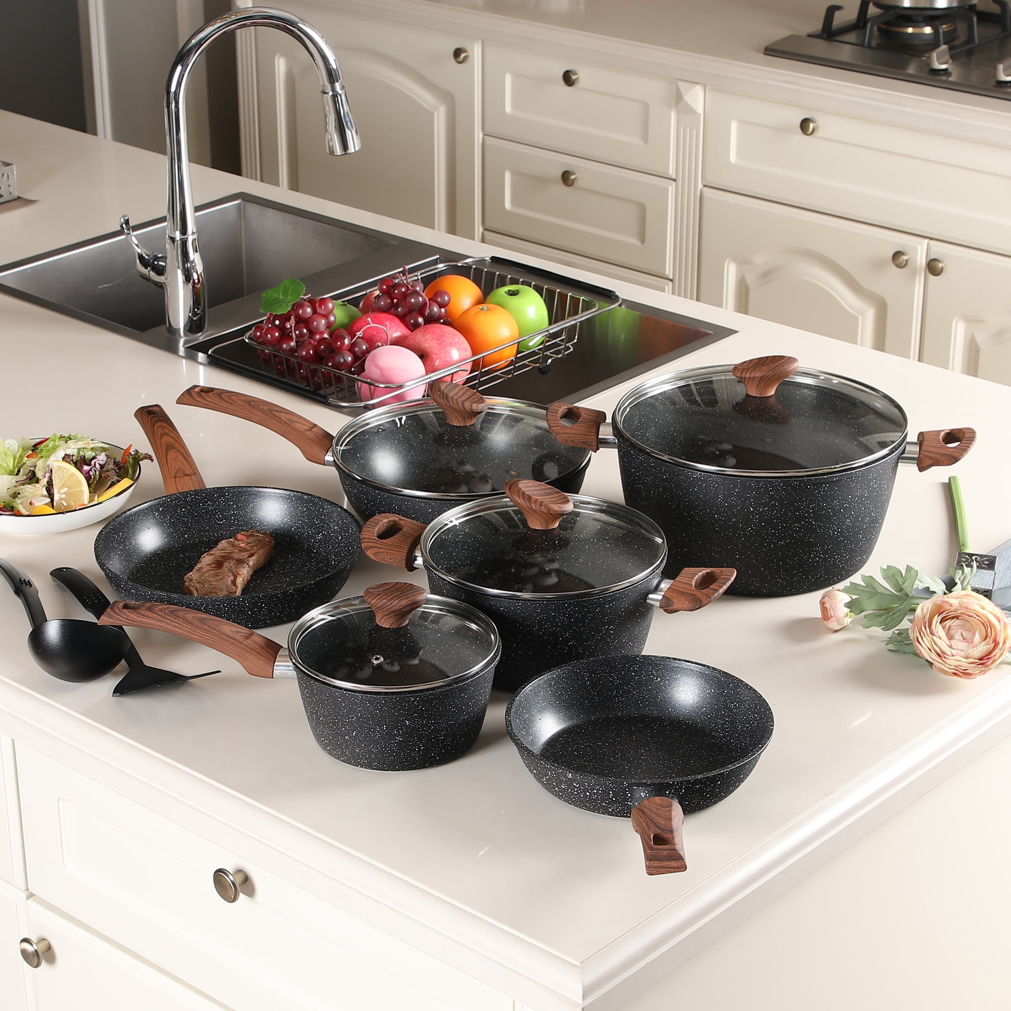 Kitchen Academy Detachable Handle Induction Cookware Sets - 10