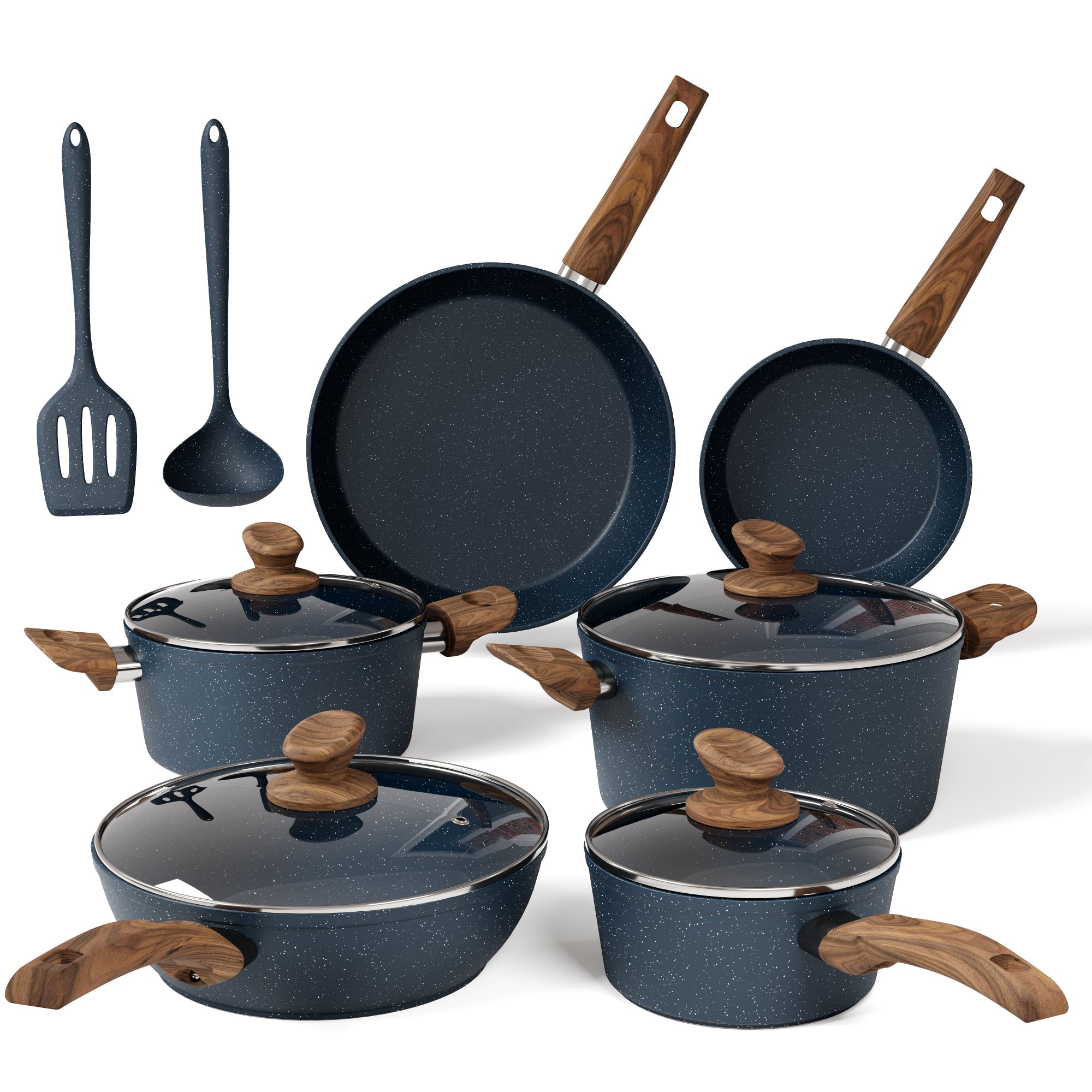 Sophia & William 12 Pieces Kitchen Nonstick Granite-Coated Cookware Set ...
