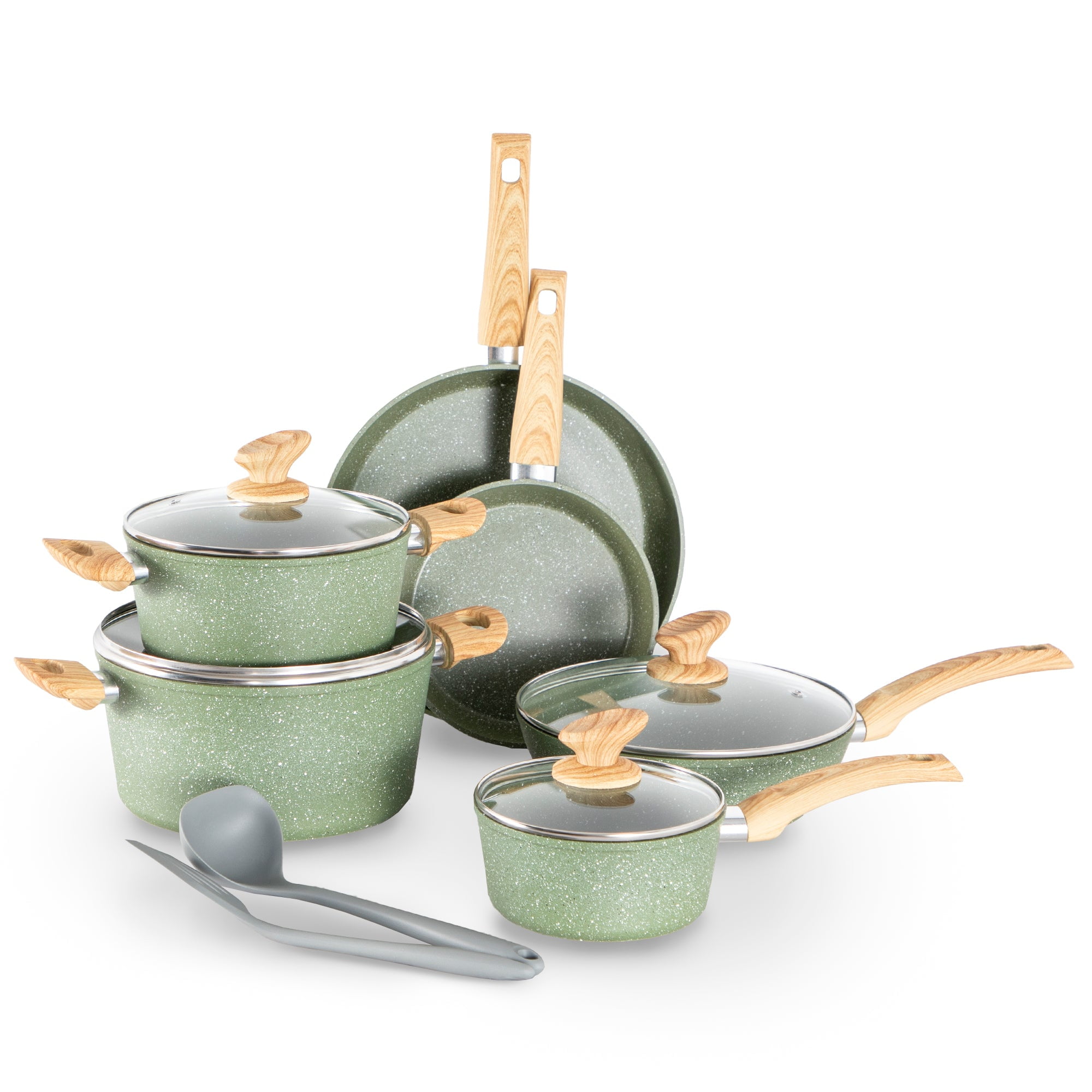 Luxury Green Household Non Stick Pot Set Gift Pot Soup Frying Pan Induction  Cooker Universal Set Pots Sets for Cooking
