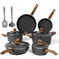 thumbnail image 1 of Sophia & William 12 Pieces Kitchen Nonstick Granite-Coated Cookware Set with Aluminum Core - Black, 1 of 8