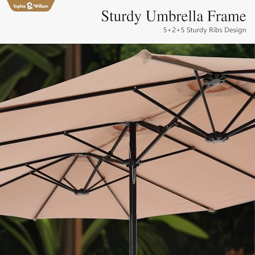 Sophia & William 15 ft Extra Large Patio Umbrella with Base Included