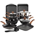 thumbnail image 1 of Sophia & William 17 Pieces Cookware & Bakeware Set Granite Non-stick Aluminum Pots and Pans, Black, 1 of 10