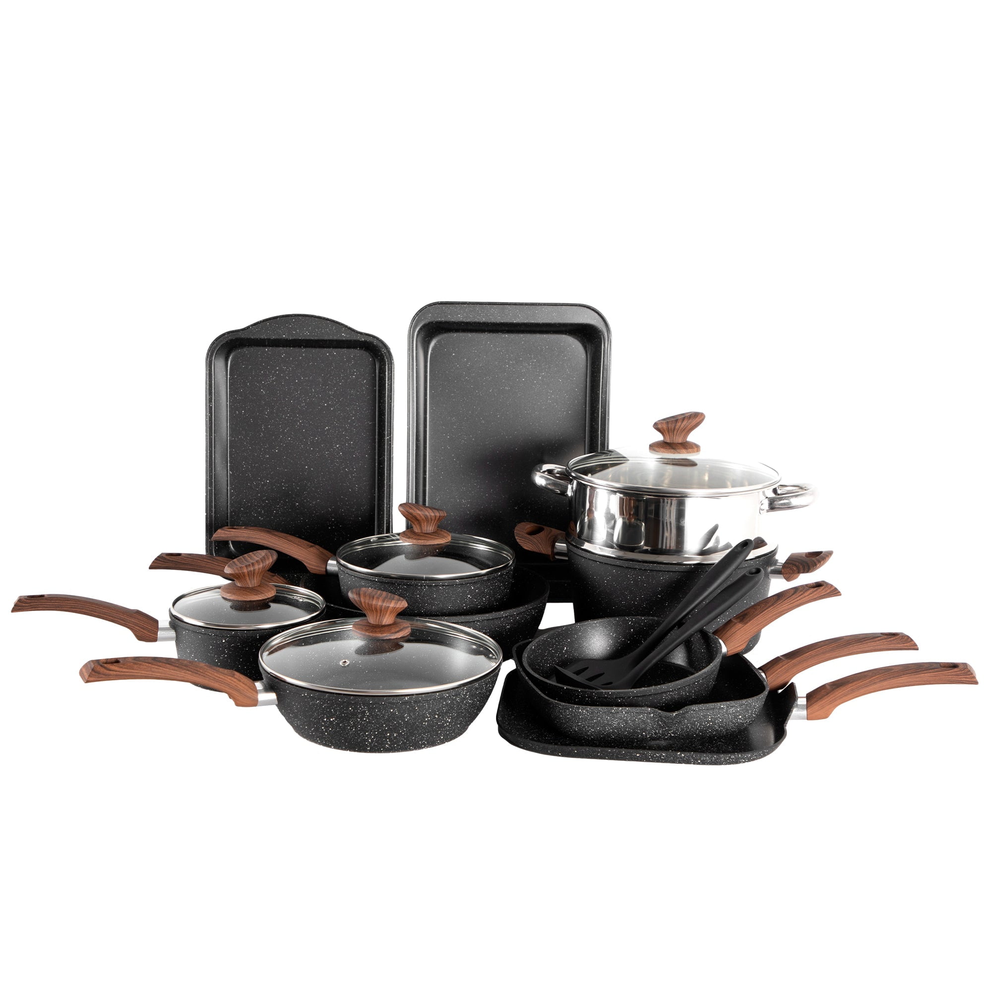 Thyme & Table Signature Edition Durable 32-Piece Cookware & Bakeware  Nonstick Set with Food Storage & Food Prep Accessories - Black & Gold for  Sale in Alhambra, CA - OfferUp