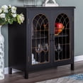 thumbnail image 1 of Alpha Joy 2-Door Accent Cabinet, Vintage Storage Cabinet in Church Window Design for Entryway, Dining Room, Black, 1 of 7