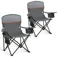 thumbnail image 1 of Sophia & William Camping Chairs 2 Pack Portable Outdoor Folding Chairs with Cooler Bag & Side Pocket, Grey, 1 of 8