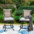 thumbnail image 1 of Sophia & William 2 Piece Outdoor Patio Bar Stools Counter Height Rattan Wicker Bar Stools with Cushion and Wood-like Armrest, 1 of 5