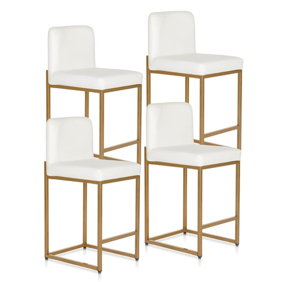 Sophia & William 24" Counter Height Bar Stools with High Backrest 4 Pack Comfortable Modern Counter Stools for Kitchen & Home, White