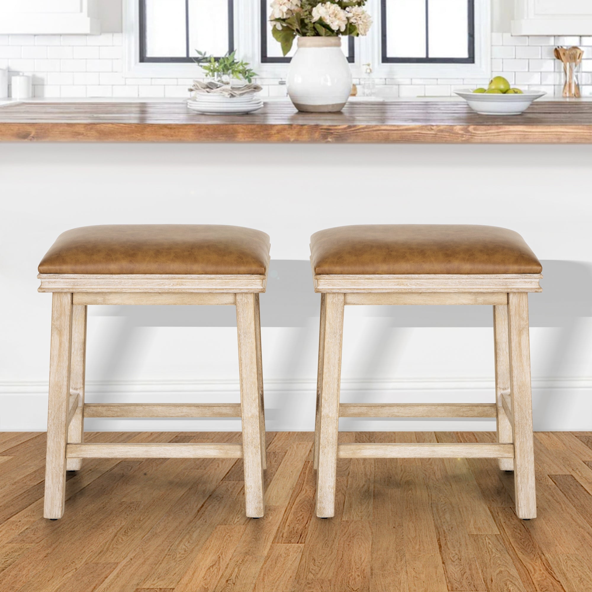 Better Homes Gardens Springwood Barstool Set of 2 Light Honey Finish Walmart