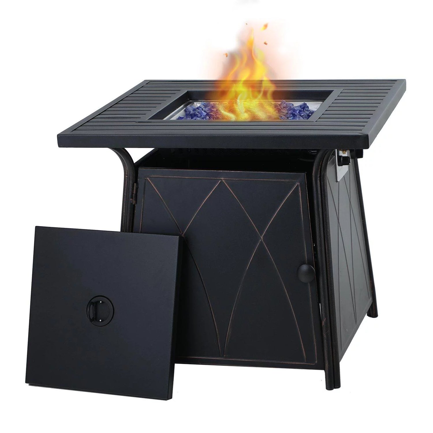 Sophia & William 28 inch Outdoor Gas Fire Pit Table with Lid 50,000 BTU - image 1 of 8