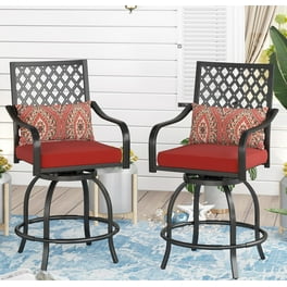 Crestlive Products Set of 2 Patio Outdoor Bar Stools Aluminum Frame Counter Height Chairs Brown Walmart