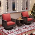 thumbnail image 1 of Sophia & William 3 Pieces Patio Chairs Set with Side Table Wicker Outdoor Bistro Set, Red, 1 of 8