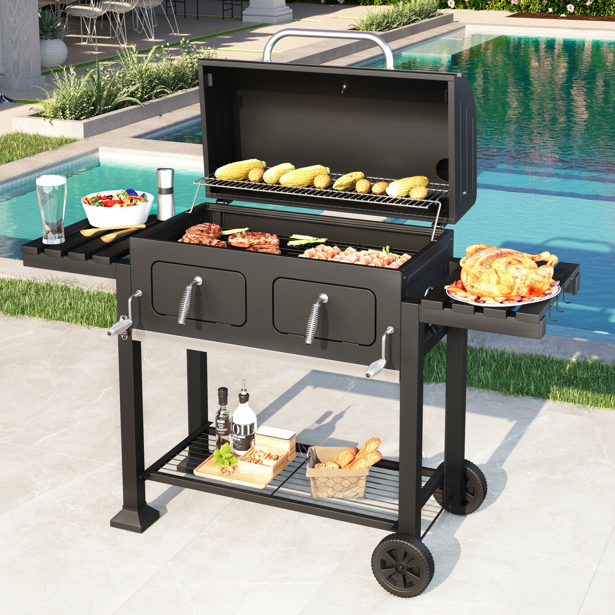 Sophia & William 34inch BBQ Charcoal Grill Outdoor Portable Barbecue