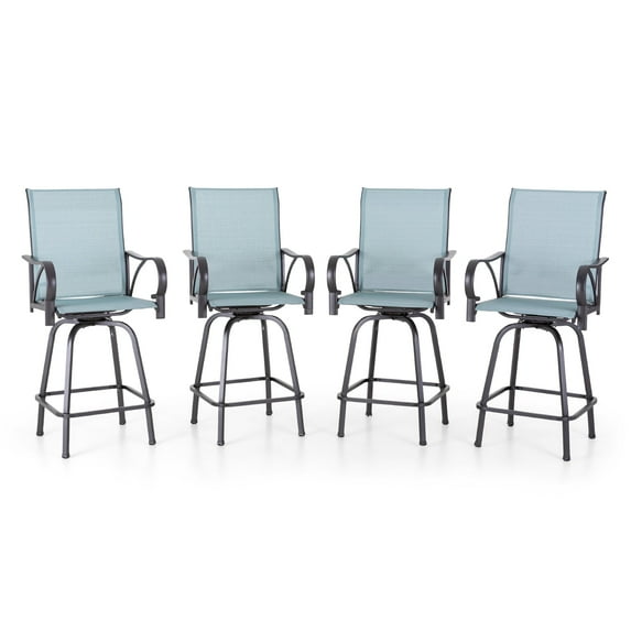 Sophia & William 4 Piece Outdoor Swivel Bar Stools Patio Height Chairs Padded Textilene Seat in Turquoise Blue