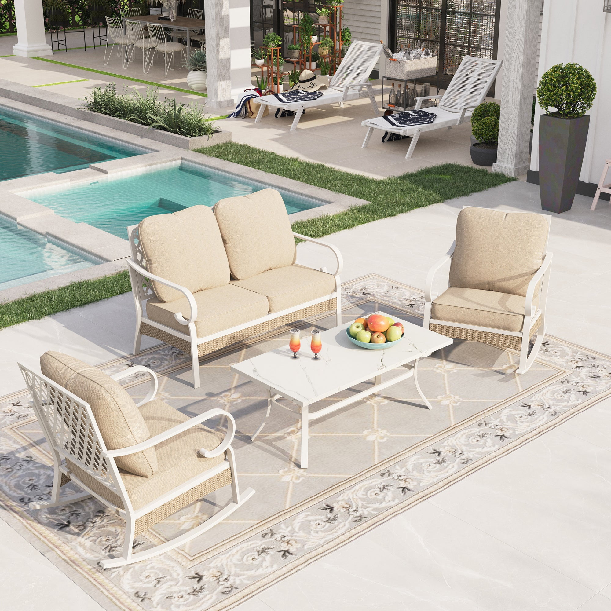 Sophia&William 4 Piece Patio Conversation Set Outdoor Furniture ...