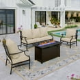 thumbnail image 1 of Sophia&William 4 Piece Patio Conversation Set Outdoor Furniture Sofa Set with 45" Fire Pit Table, Beige, 1 of 9