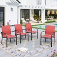 thumbnail image 1 of Sophia & William 4-Piece Textilene Outdoor Patio Dining Chair Set Metal Armchairs for Patio,Backyard,Red, 1 of 10