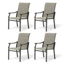 Sophia & William 4 Pieces Outdoor Patio Dining Chairs with Textilene Fabric & Steel Frame, Grayish-brown