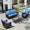 thumbnail image 1 of Sophia & William 4 Pieces Patio Furniture Set with Swivel Chairs 5-Seat Wicker Outdoor Conversation Set with 5.5" Thickened Cushions, 1 of 8