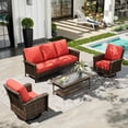 thumbnail image 1 of Sophia & William 4 Pieces Patio Furniture Set with Swivel Chairs 5-Seat Wicker Outdoor Conversation Set with 5.5" Thickened Cushions, 1 of 8