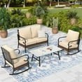 thumbnail image 1 of Sophia & William 4 Seat Patio Conversation Set,Outdoor Metal Furniture Set with Rocking Chairs & Loveseat, Beige, 1 of 9