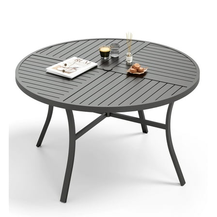 Sophia & William 42" Dia. Round Outdoor Dining Table Black Metal Frame with E-Coating