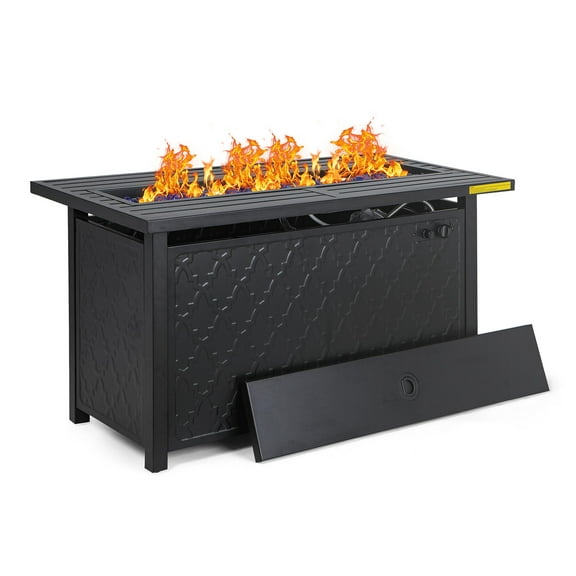 Sophia & William 45" Rectangular Propane Gas Fire Pit Table with Lid 50,000 BTU Auto Ignition Steel Fire Pit