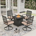 thumbnail image 1 of Sophia & William 5 Pcs Metal Patio Outdoor Dining Set with Gas Fire Pit Table,Cushioned Chairs, 1 of 8