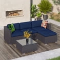 thumbnail image 1 of Sophia & William 5 Pcs Wicker Rattan Patio Conversation Sets Outdoor Sectionals - Blue, 1 of 6
