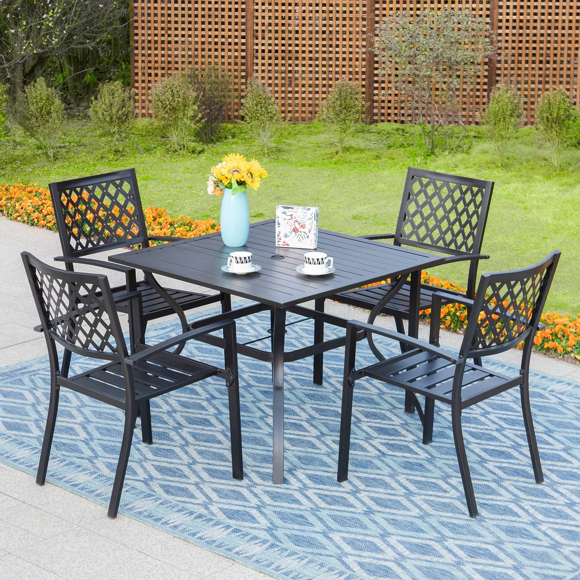 Sophia William Person Dining Set, Metal Patio Furniture with