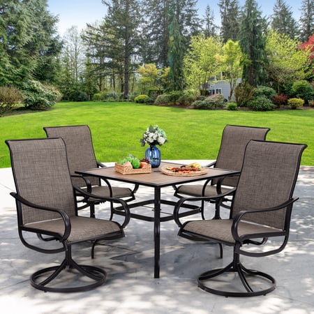 Sophia & William 5 Peices Outdoor Patio Metal Dining Set Swivel Chairs and Table Set
